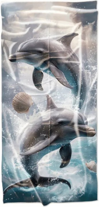 Szybkoschnący ręcznik plażowy DOLPHINS niebieski 70 x 140 cm, 100% mikrofibra