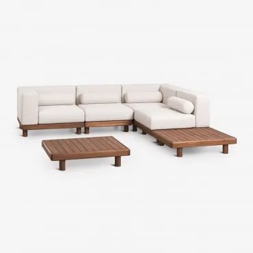 Zestaw Ogrodowy Z Modułową Narożną Sofą 4-częściowy Z 2 Modułami Narożnymi I 2 Stolikami Kawowymi Z Akacji Edrien Akacja Brąz - Sklum