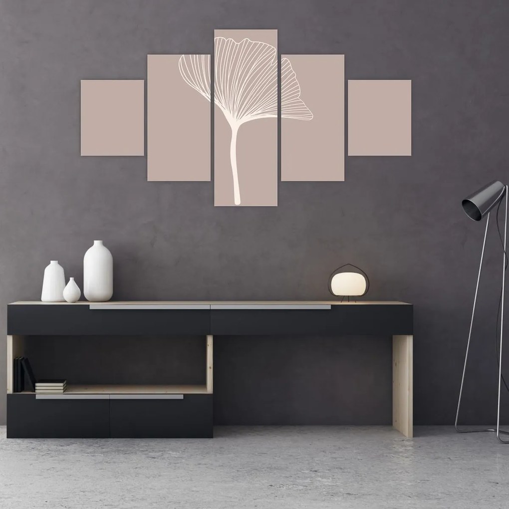 Obraz - Beżowe liście N⁰5 (125x70 cm)