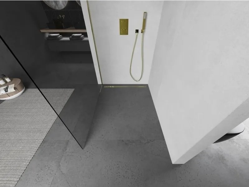 Mexen Kioto ścianka prysznicowa Walk-in 120 x 200 cm, transparent 8 mm, złota - 800-120-101-50-00