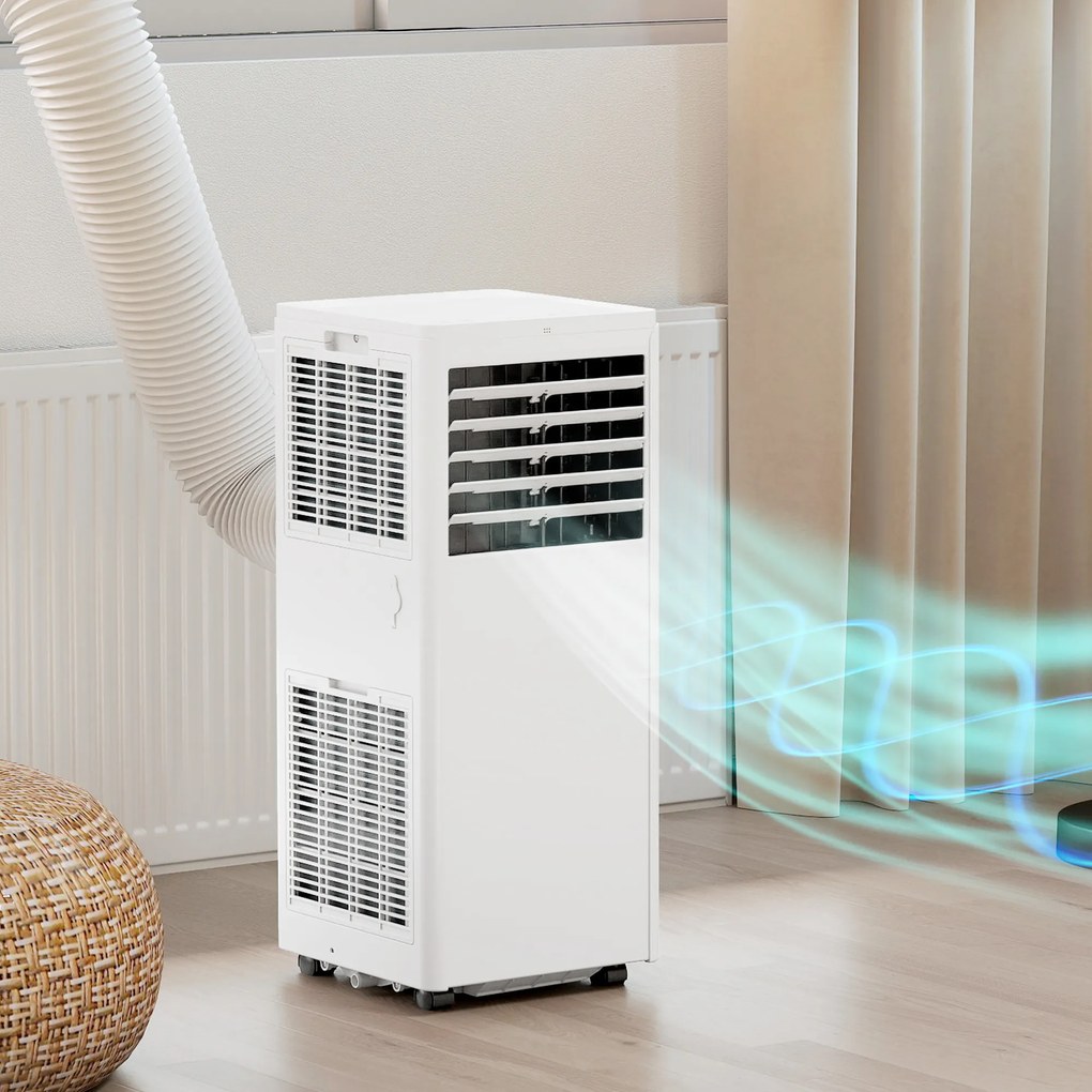 HOMCOM Przenośny klimatyzator 9000 BTU, 4-w-1 z chłodzeniem, osuszaczem, wentylatorem, trybem nocnym | Aosom PL