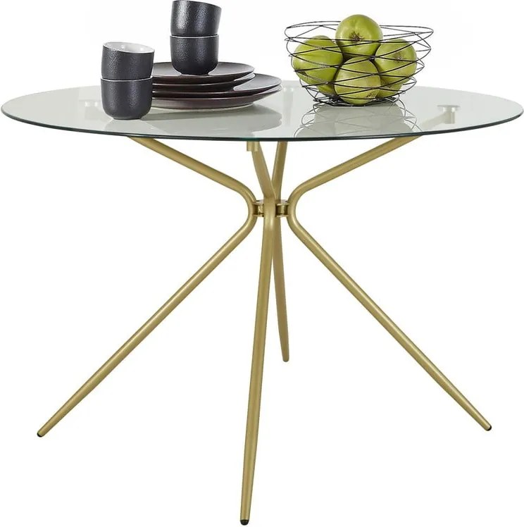 Okrągły stół w kolorze złota ze szklanym blatem ø 110 cm Silvie – Støraa