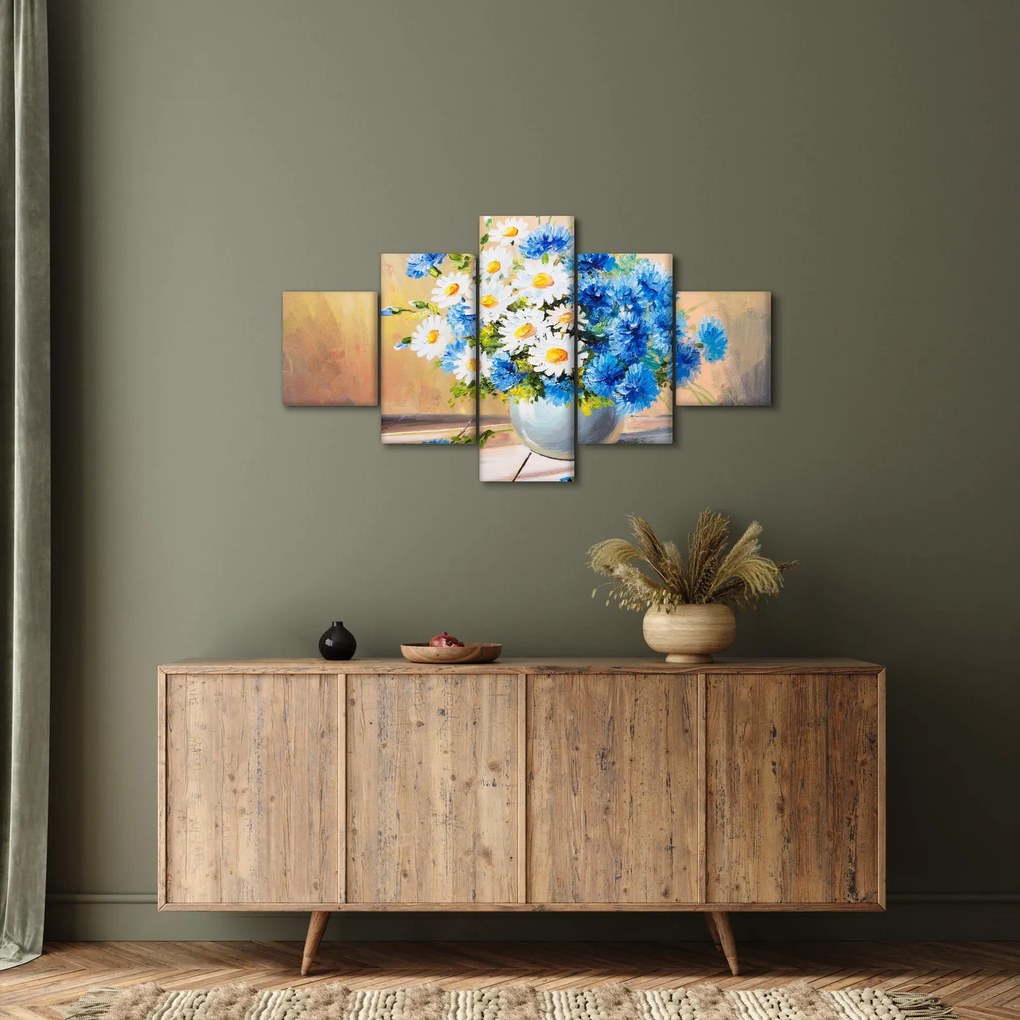 Malowany obraz wazonu z kwiatami (125x70 cm)