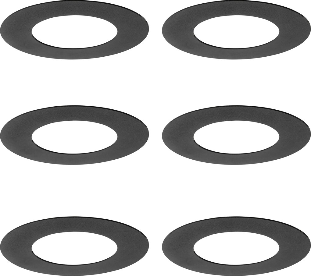 Zestaw 6 czarnych pierścieni dystansowych do reflektorów wpuszczanych 7,5–13 cm – Spacer