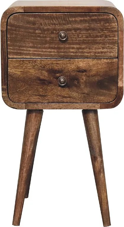 Artisan Furniture Mini szara szafka nocna z zakrzywionym wzorem, sypialnia