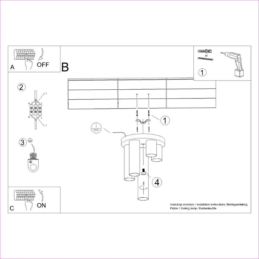 Czarna lampa sufitowa Castro – Nice Lamps