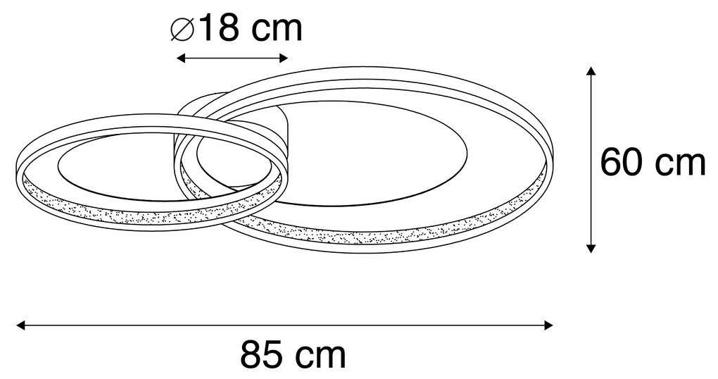 Plafon / Lampy sufitowe czarny 85 cm zintegrowany LED 3-stopniowy ściemniacz - AnitaDesignerski Oswietlenie wewnetrzne