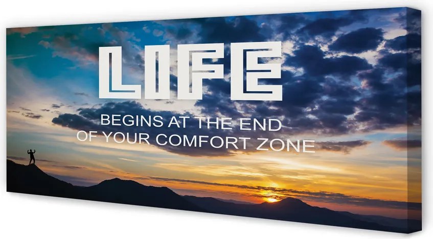 Duży obraz na płótnie Napis o Zachodzie Słońca