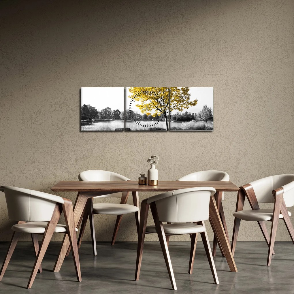Obraz - Odpoczynek w parku (z zegarem) (90x30 cm)