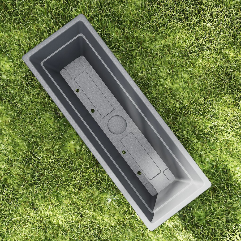 Outsunny Zestaw 5 Doniczek z Plastiku dla Tarasu, Ogrodu, Balkonu, 59 x 21 x 16 cm, Szary