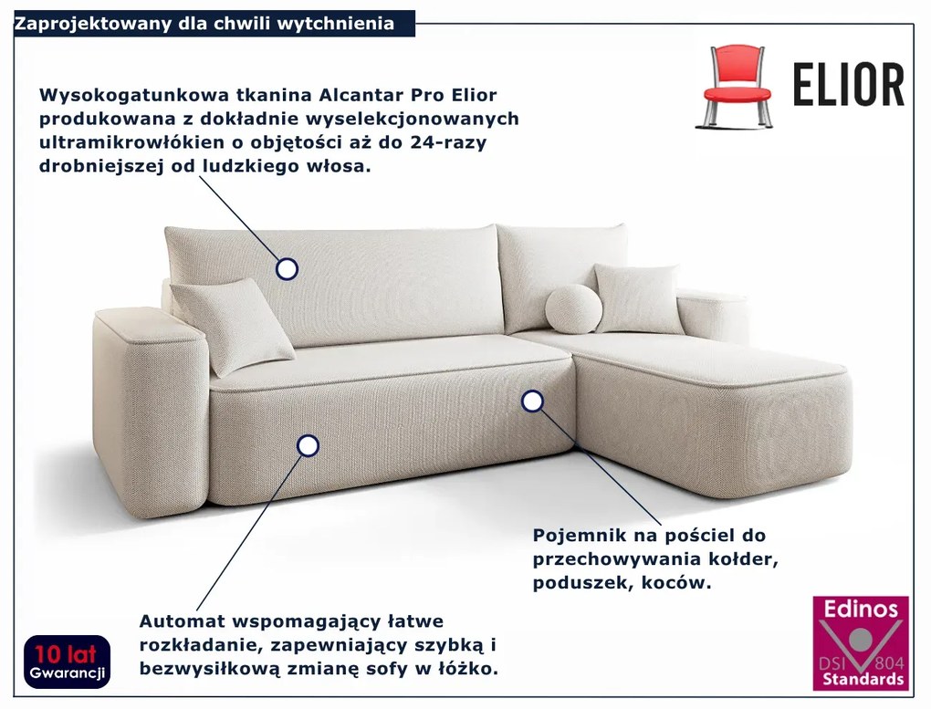 Kremowy narożnik tapicerowany z pojemnikiem W5-R97