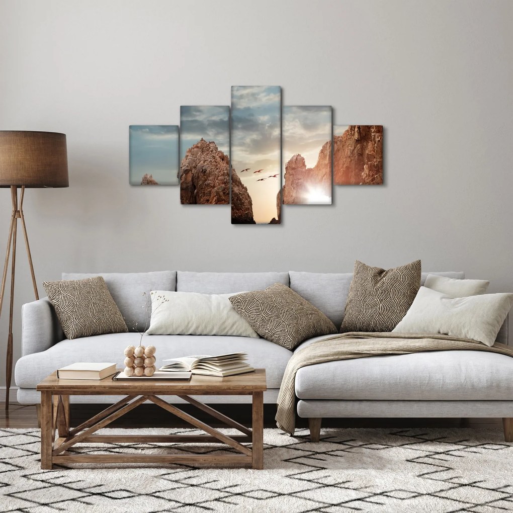 Obraz - Zachód słońca nad klifami (125x70 cm)