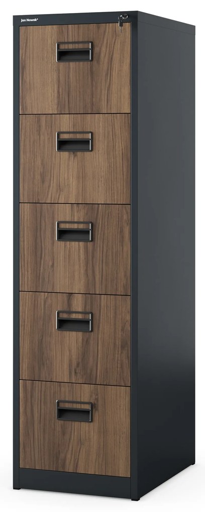 Metalowa szafa kartotekowa SARA V5, 460 x 1625.5 x 620 mm, Eco Design: antracytowa/ orzech