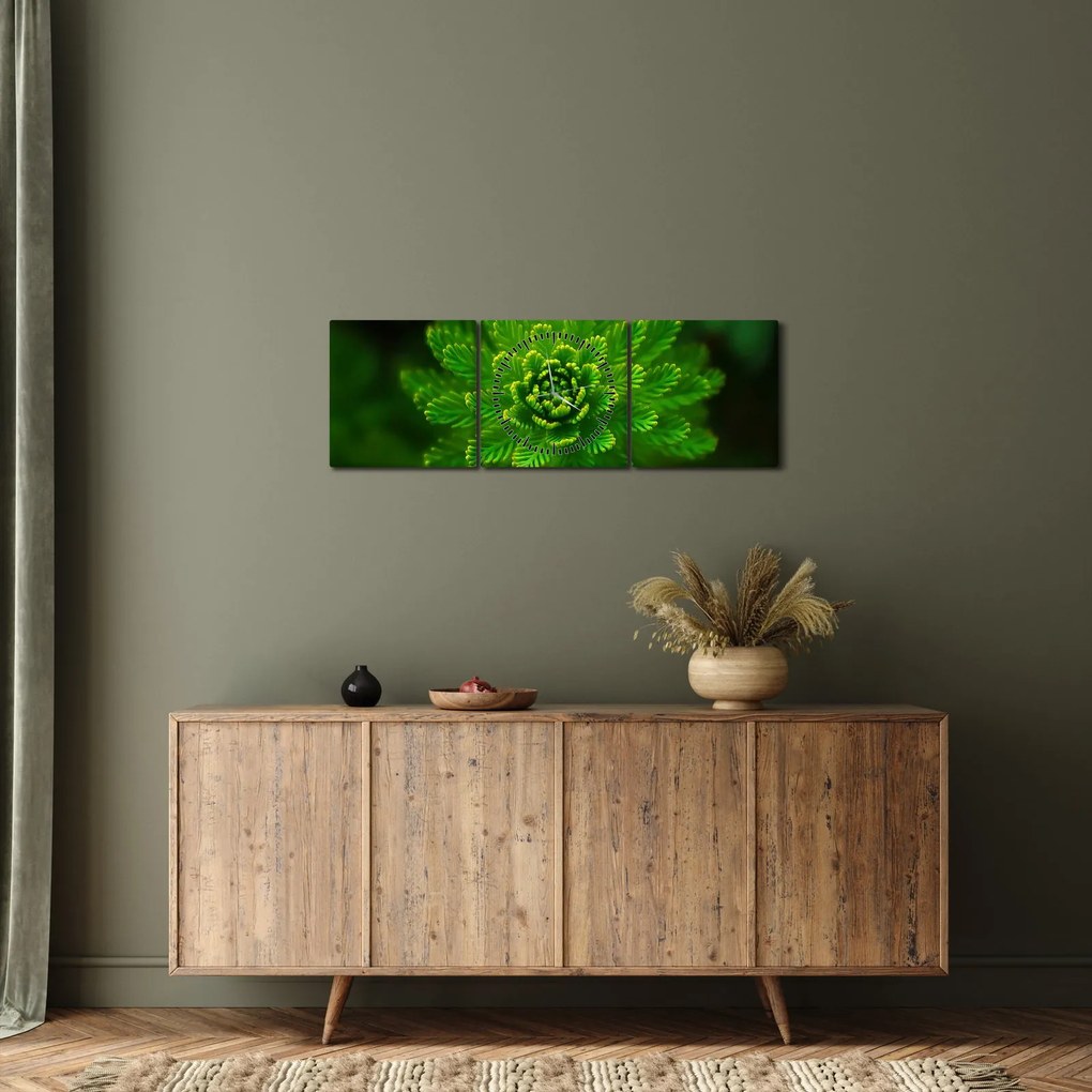 Obraz drzewa iglastego (z zegarem) (90x30 cm)