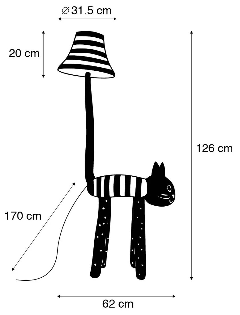 Lampa podłogowa dziecięca kot w paski - Luna Dla dzieci Oswietlenie wewnetrzne