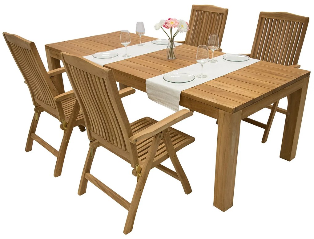 MONTE LAGUNA 200 zestaw teak ogrodowy 6x Regulowane krzesło ogrodowe LAGUNA