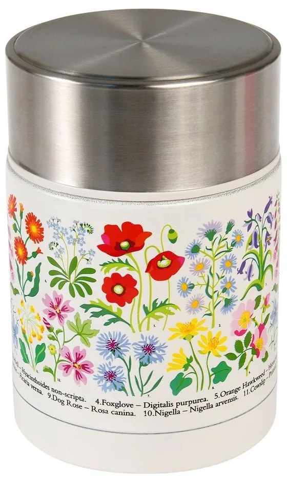 Termos na jedzenie dla dzieci w kremowo-srebrnym kolorze 450 ml Wild Flowers – Rex London