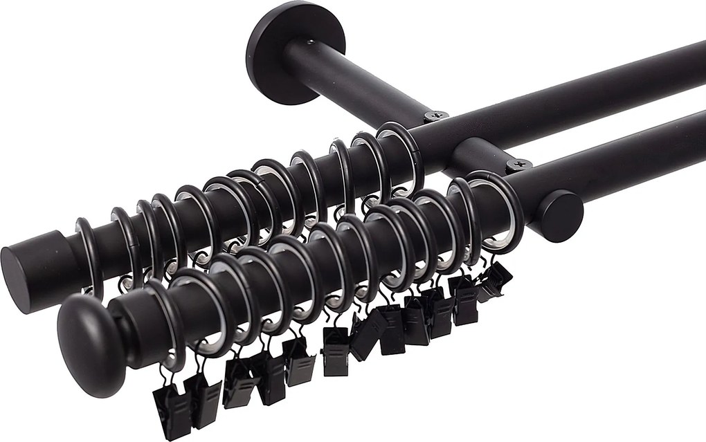 Karnisz podwójny Modern black matt 200cm