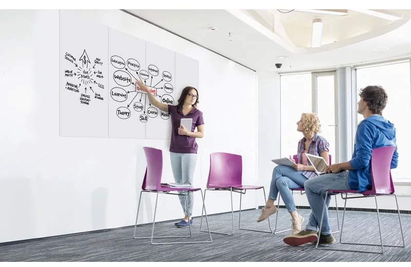 Bezramowa biała tablica do pisania, magnetyczna, 1150 x 750 mm