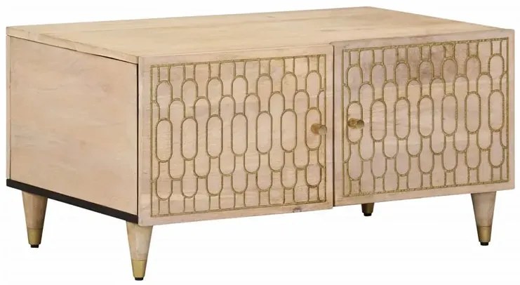 Drewniana duża ława z półkami D0-M05