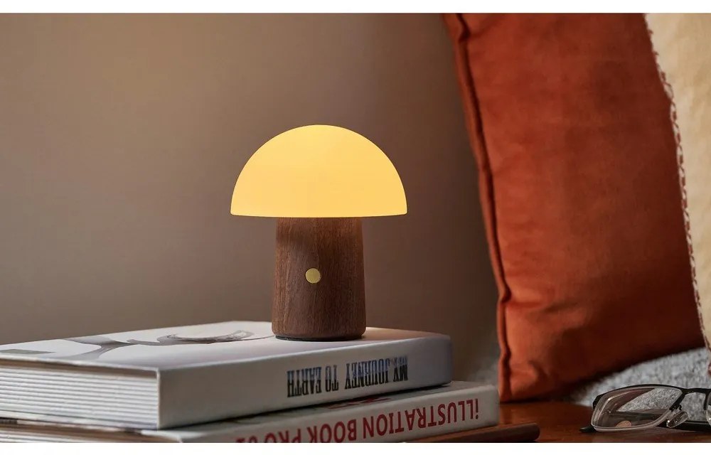 Biała/w ciemnym naturalnym kolorze lampa stołowa LED (wysokość 12,5 cm) Alice Mushroom – Gingko
