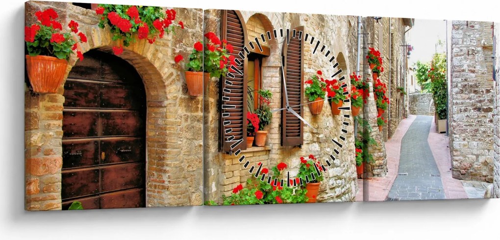 Obraz - Malownicza włoska aleja (z zegarem) (90x30 cm)