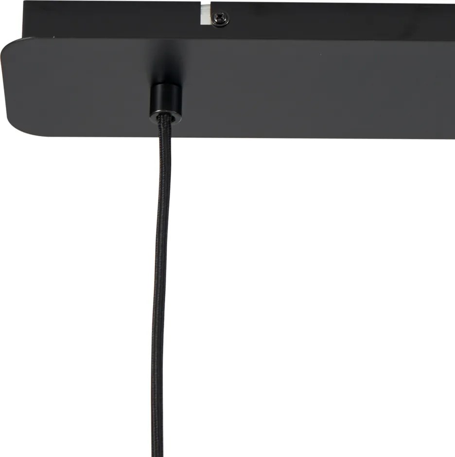 Lampa wisząca Japandi czarna z brązowym materiałowym kloszem 2-źródła światła - Bida