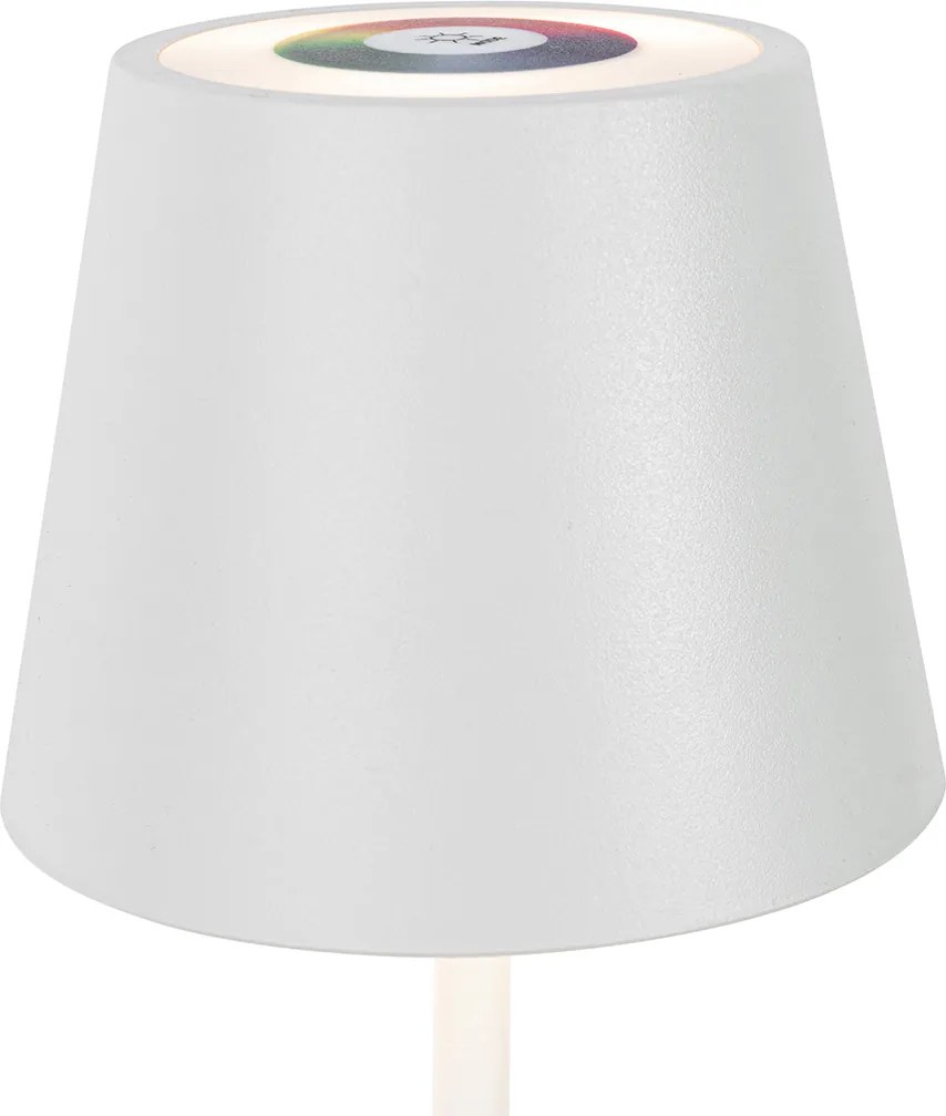 Lampa stołowa biała w komplecie z diodą LED, ściemniaczem, RGB i akumulatorem IP54 - Murdock