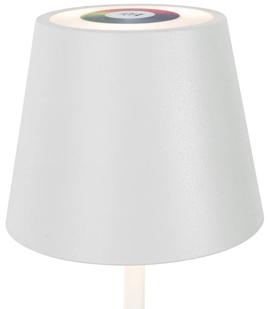 Zewnetrzna Lampa stołowa biała w komplecie z diodą LED, ściemniaczem, RGB i akumulatorem IP54 - Murdock Nowoczesny Oswietlenie zewnetrzne