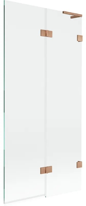 Mexen Lunar L parawan nawannowy 2-skrzydłowy prawy 90 x 150 cm, transparent, miedź szczotkowana - 897L-090-100-65-00-P