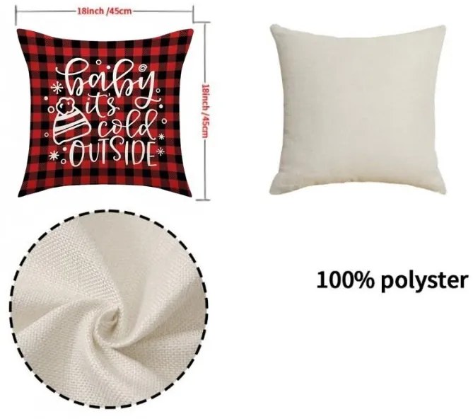 Świąteczna poszewka na poduszkę MERRY CHRISTMAS 45x45 cm, czerwona