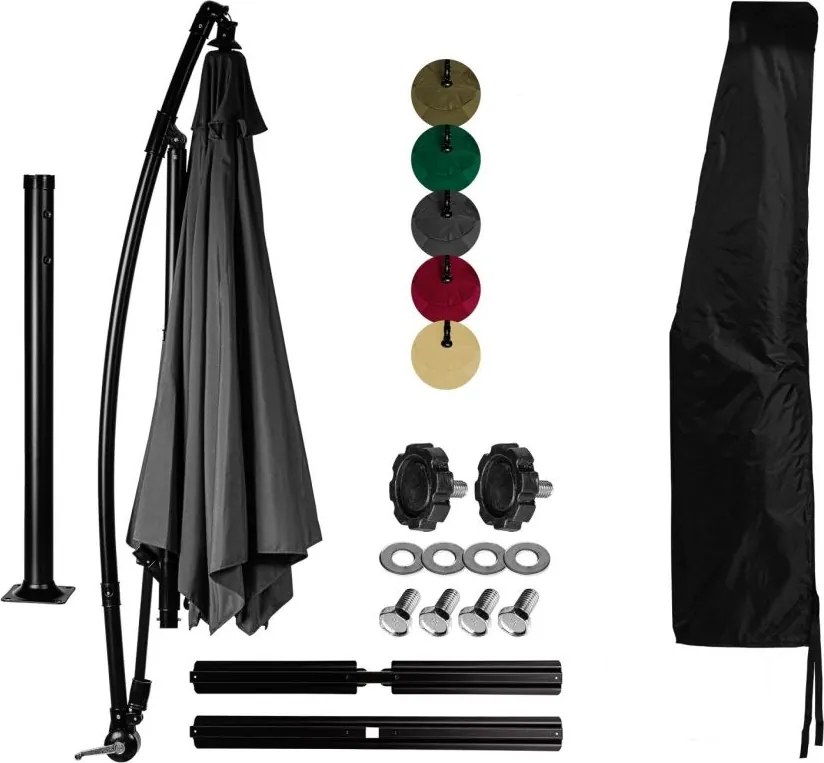 STILISTA Parasol z pokrowcem Ø 3 m, czerwony