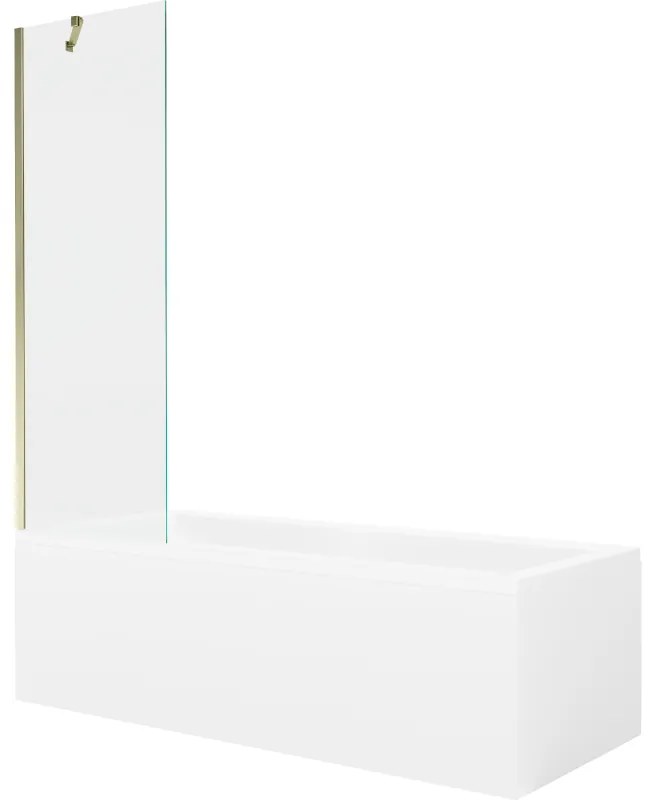 Mexen Cubik wanna prostokątna 150 x 70 cm z obudową i parawanem 1-skrzydłowym 60 cm, transparent, złoty - 550315070X9506000050