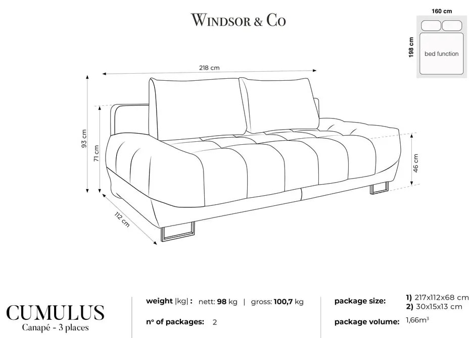 Zielona 3-osobowa sofa rozkładana Windsor &amp; Co Sofas Cumulus