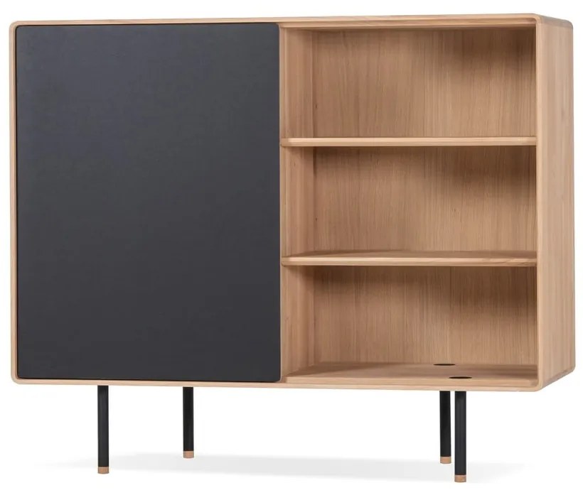 Czarno-naturalna niska komoda z litego drewna dębowego 118x100 cm Fina – Gazzda