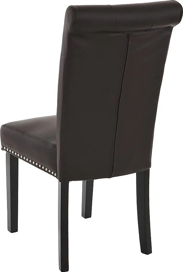 Krzesło do jadalni Chesterfield Il (zestaw 2 sztuk),  imitacja skóry, kawa, ciemne nogi