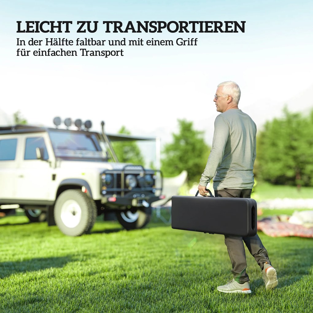 Outsunny Ławka Campingowa, Wodoodporny Plastik, Udźwig 240 kg, Czarna