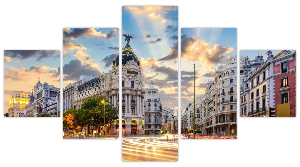 Obraz - Calle Gran Vía, Madryt, Hiszpania (125x70 cm)