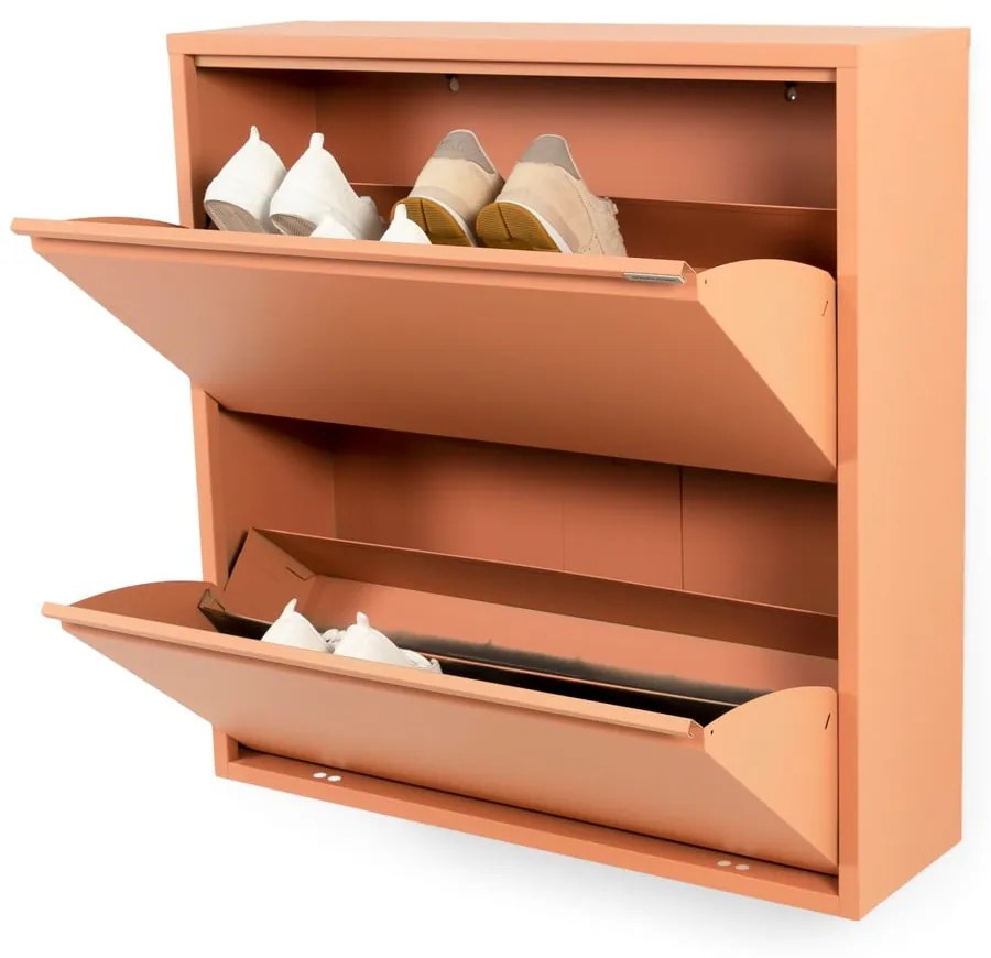 Łososiowa metalowa uchylna szafka na buty 75x77,5x22,5 cm Billy – Spinder Design