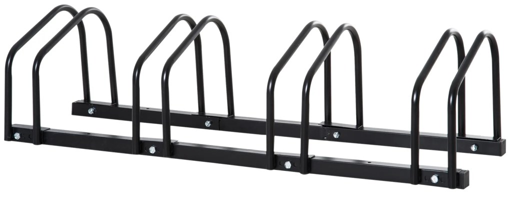 HOMCOM Stojak na 4 rowery Trwały i odporny na warunki atmosferyczne Montaż na ścianie lub podłodze Stal Srebrny 110x33x27cm | Aosom PL