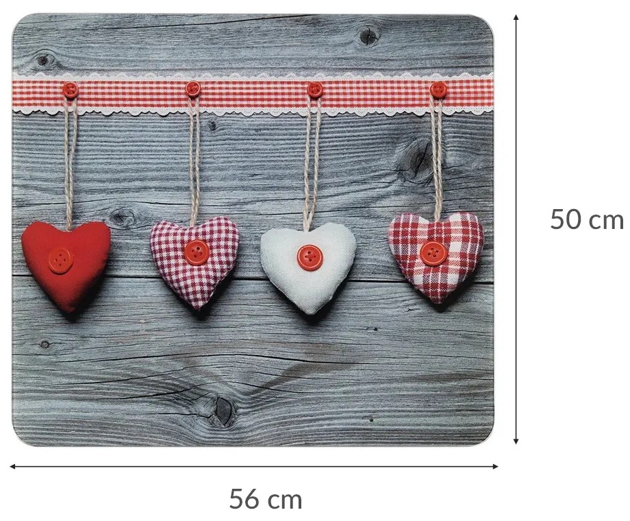 Szklana płyta ochronna HEARTS na kuchenkę – duża, 50 x 56 cm, WENKO