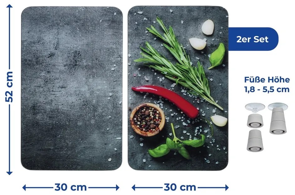 Szklane płyty ochronne na kuchenkę zestaw 2 szt. 52x30 cm Rosemary – Maximex