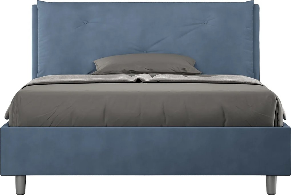 Łóżko bez stelaża tapicerowane 140x190 microfibra niebieski Appia Large