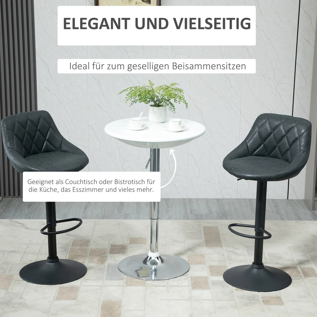 HOMCOM Stół barowy biurko stół kuchenny regulacja wysokości metal ABS biały