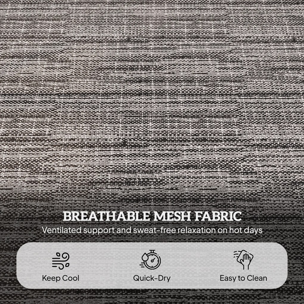 Outsunny Leżak ogrodowy Relax, składany, odporny na warunki atmosferyczne, 194 cm x 72 cm x 31 cm, Czarny + Szary