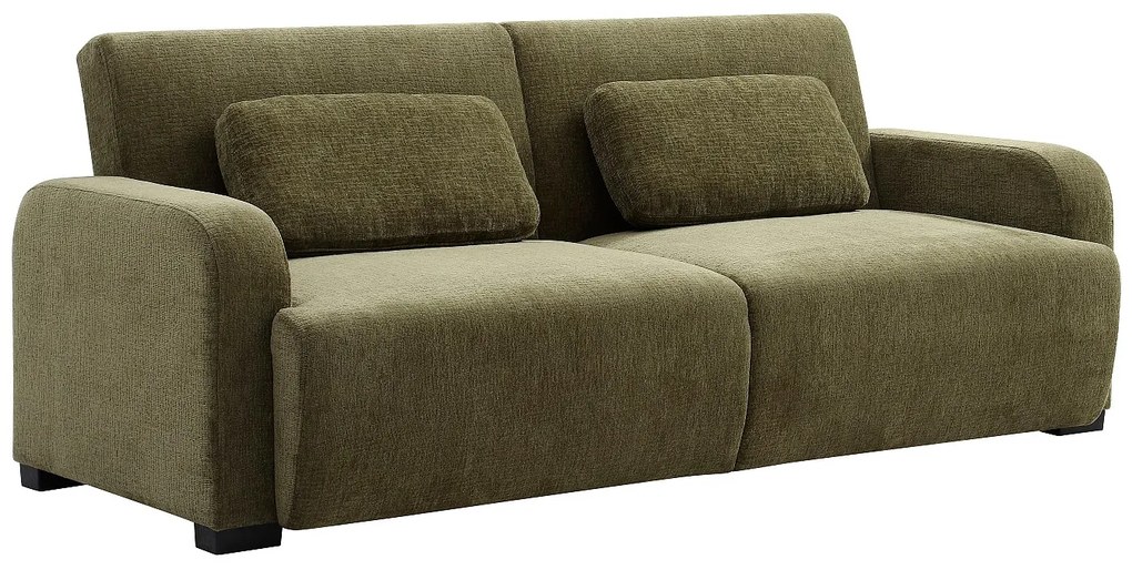 Kanapa rozkładana 3-osobowa  z zielonej tkaniny szenilowej LOMARIO