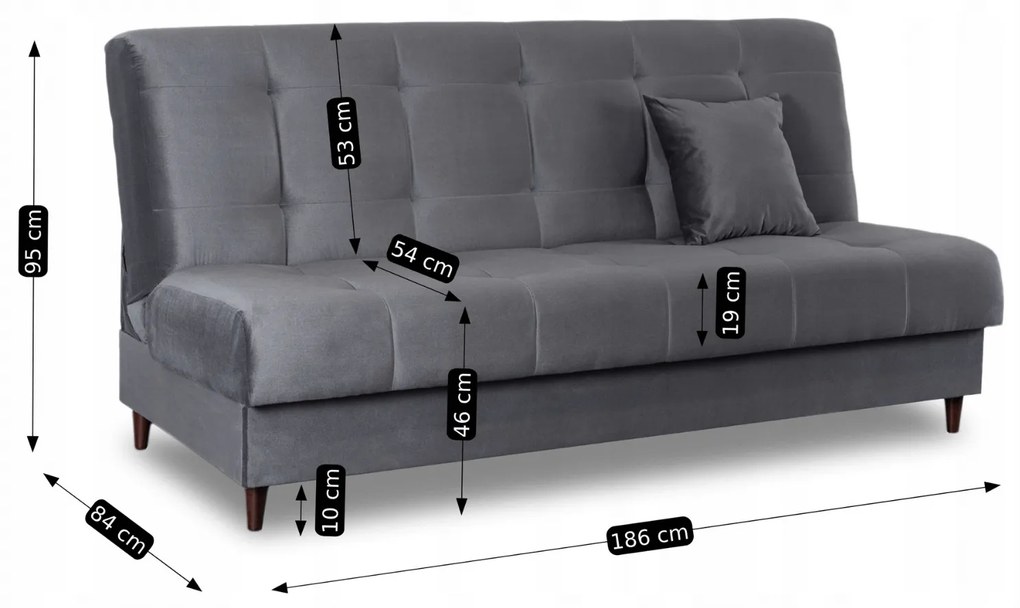 Sofa z Funkcją Spania LIMA Rozkładana Wersalka Dwuosobowa Szara Nowoczesna do Salonu