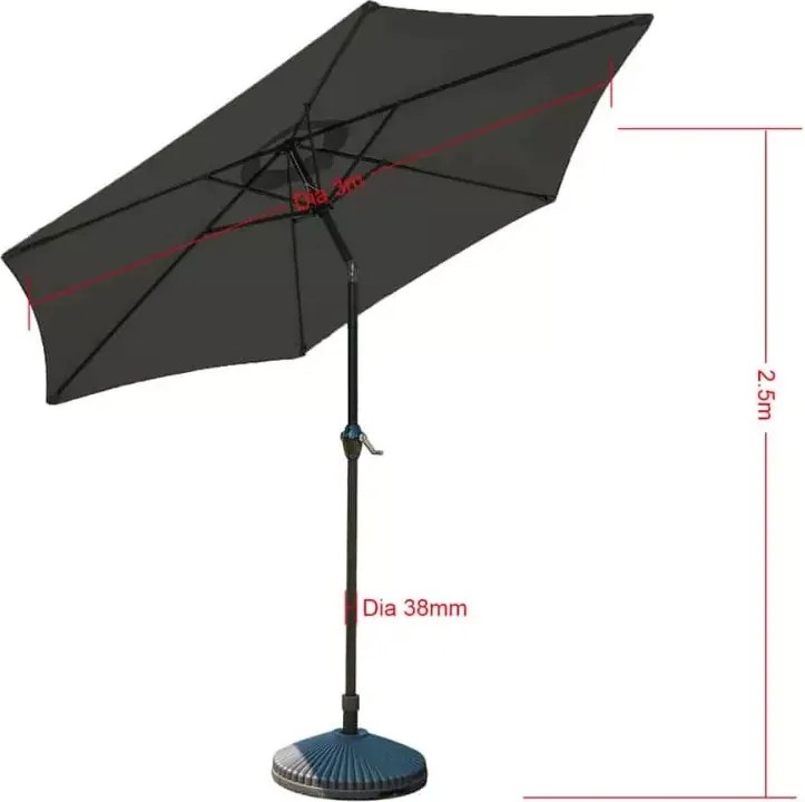 Parasol ogrodowy Julisa w kolorze szarym z regulacją kąta nachylenia