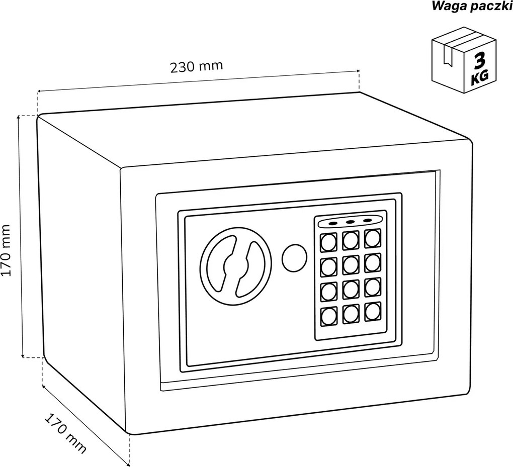 Mini sejf elektroniczny do szafy, na pieniądze i biżuterię Hector