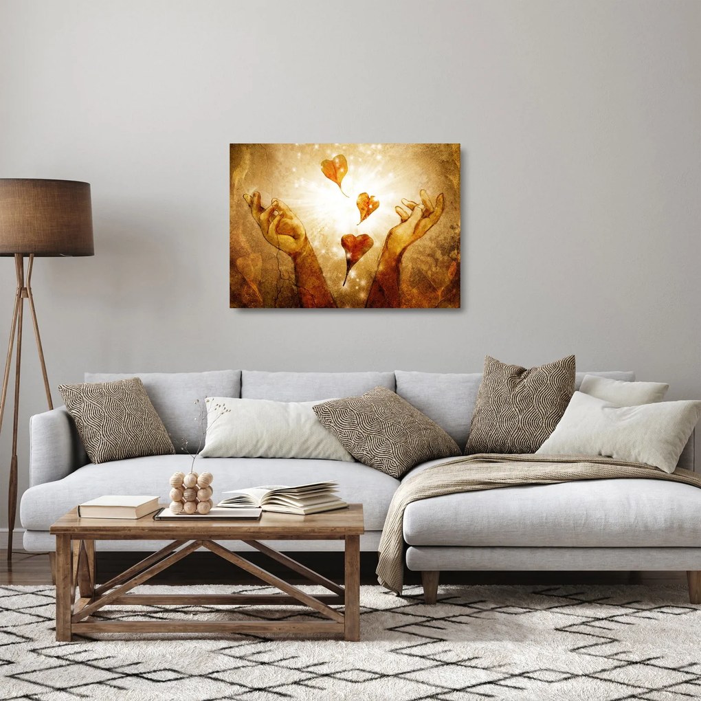 Obraz na szkle - Malowanie rąk pełnych miłości (70x50 cm)